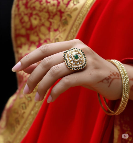 Green Serene Square Ring