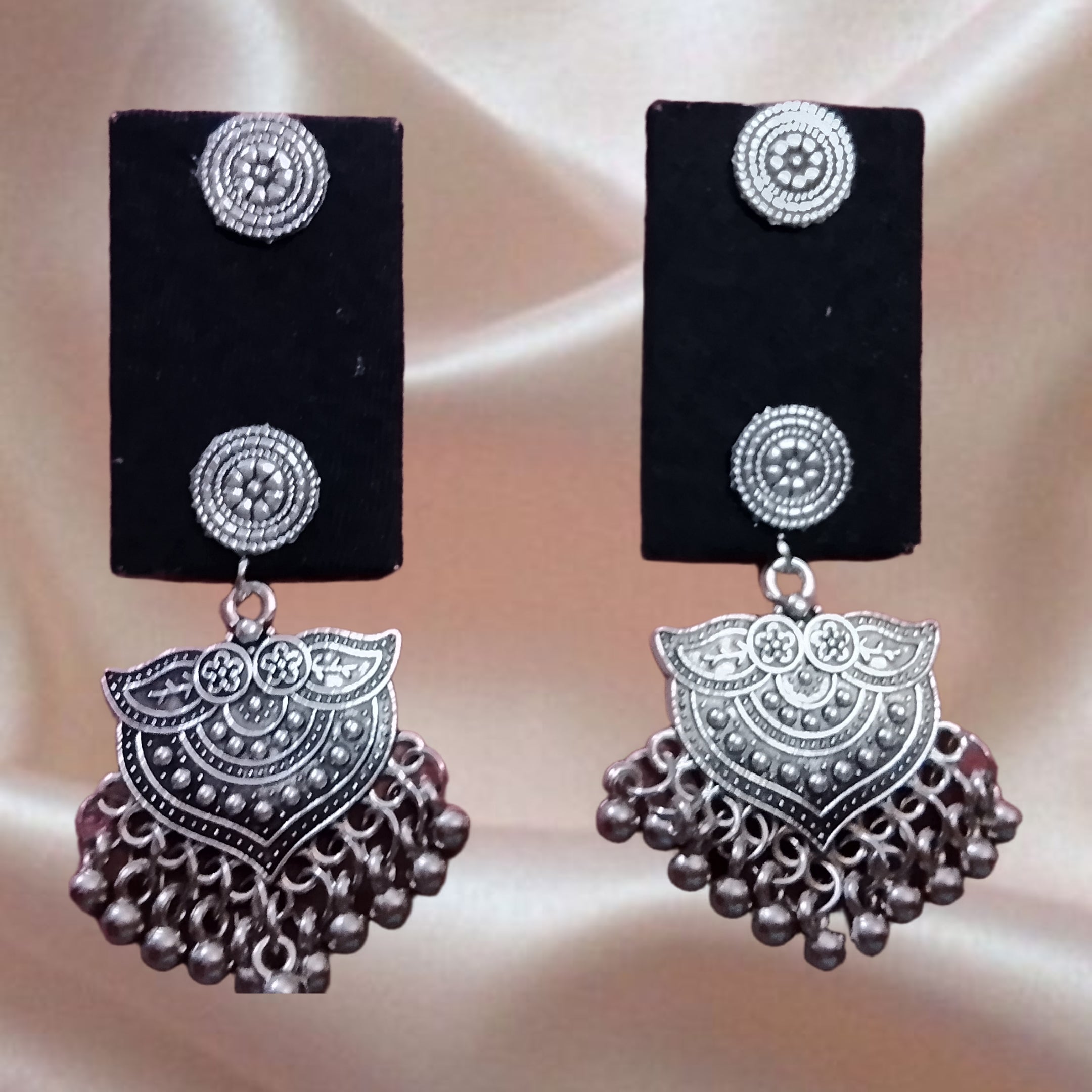 Oxidised Silver Elegance Jhumkis