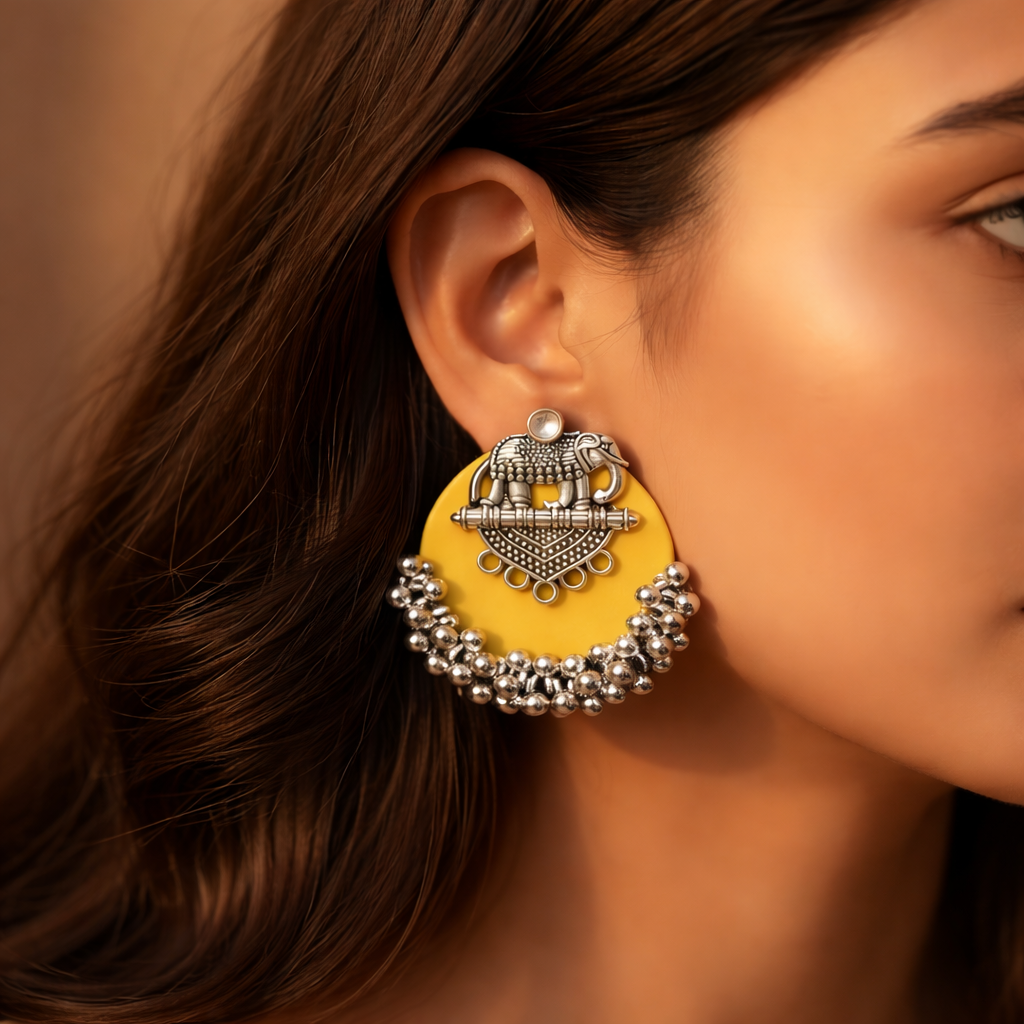 Divinora Elephant Charm Fabric Earrings
