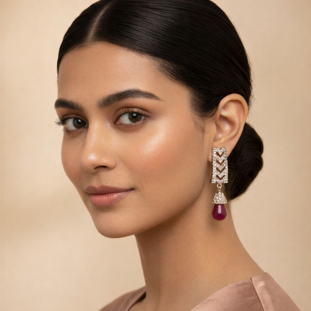 Divinora Freshwater Pearl Drop CZ Designer Earrings