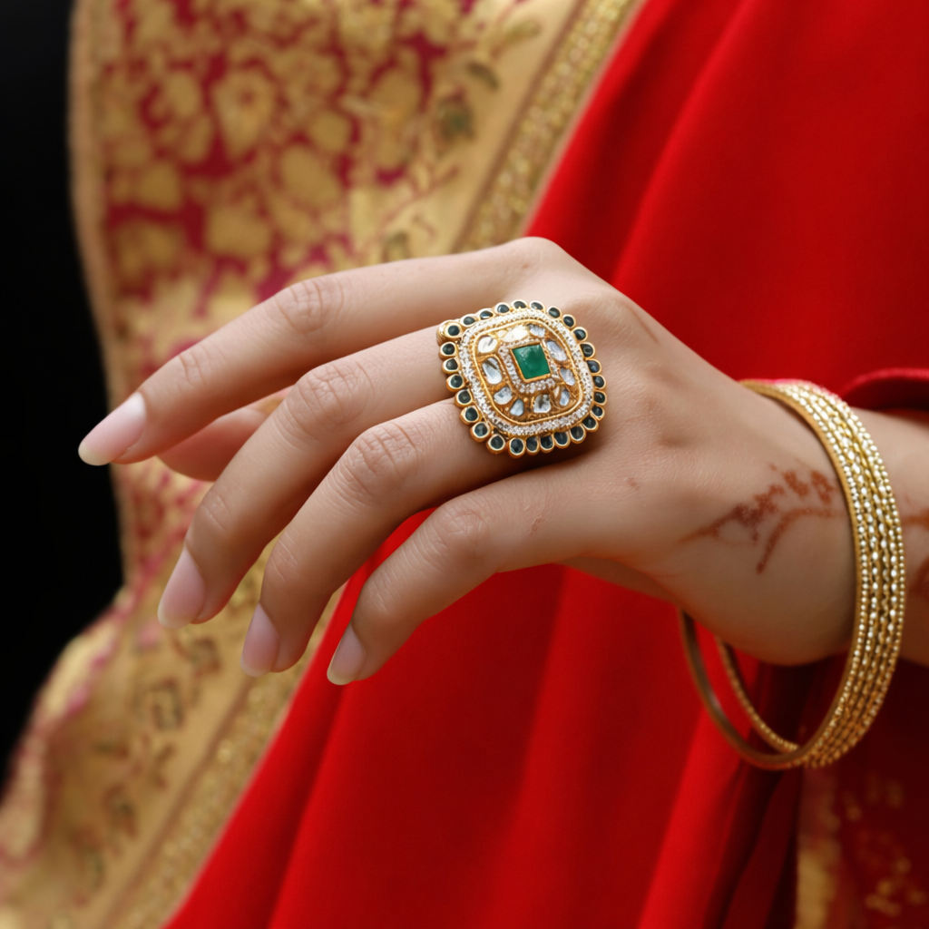 Green Serene Square Ring