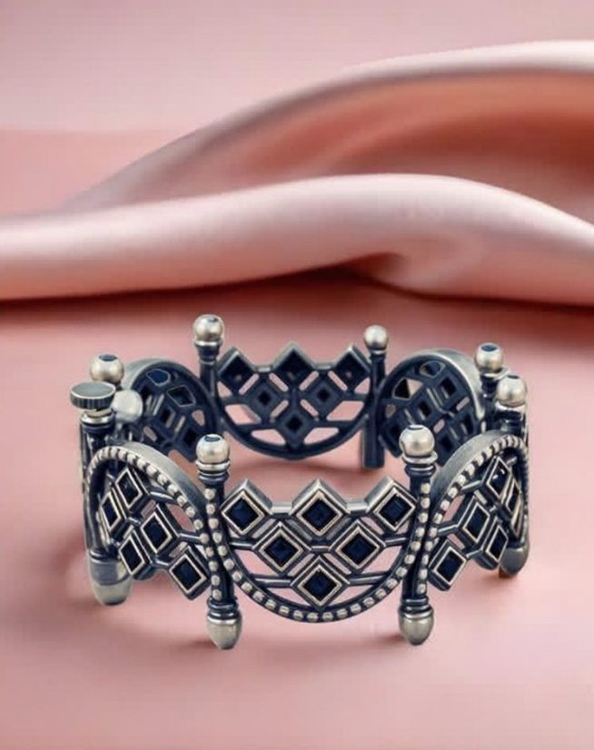 Rajwada Charm Silver Cuff