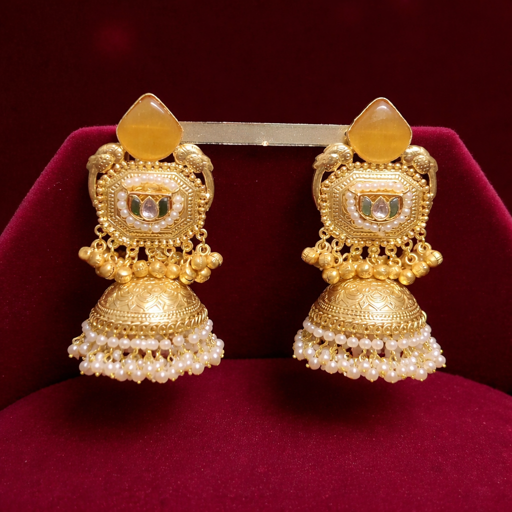 Pearl Temple Jhumkas