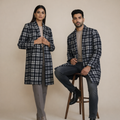 Unisex Checked Winter Coat – Premium Tailored Longline Coat for Men & Women