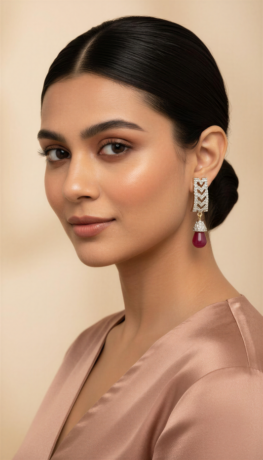 Divinora Freshwater Pearl Drop CZ Designer Earrings