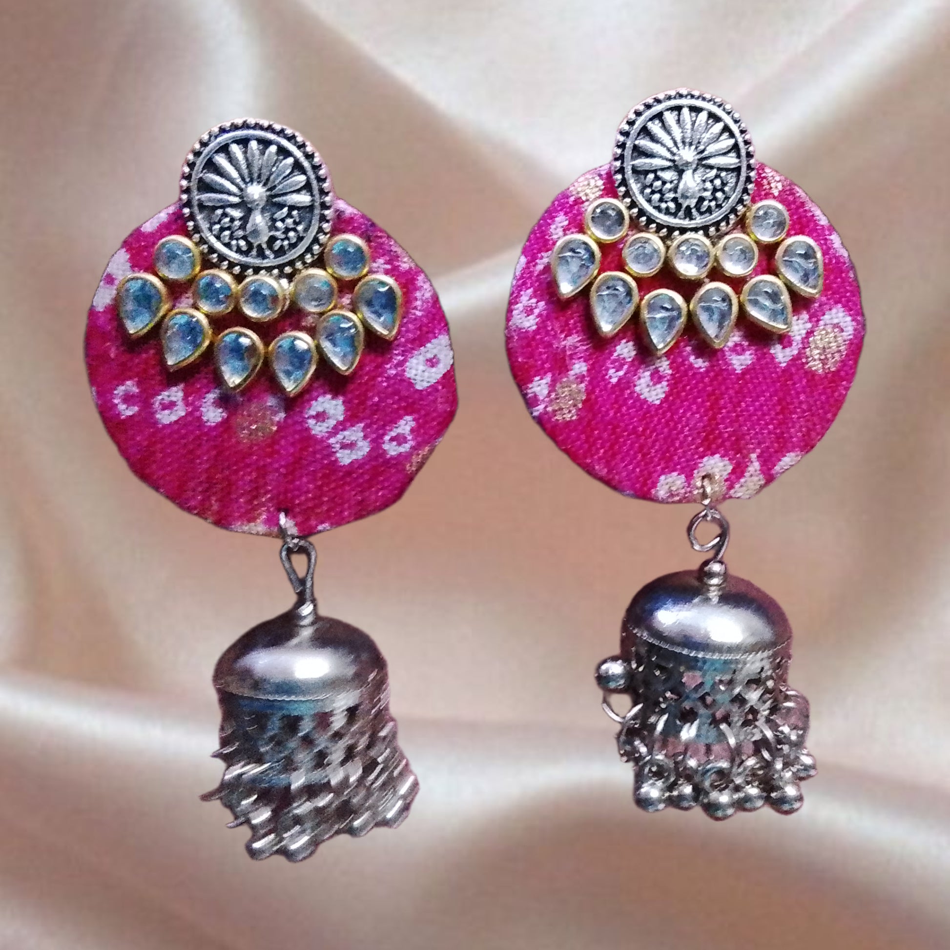 Ikat Fabric Jhumka Earrings