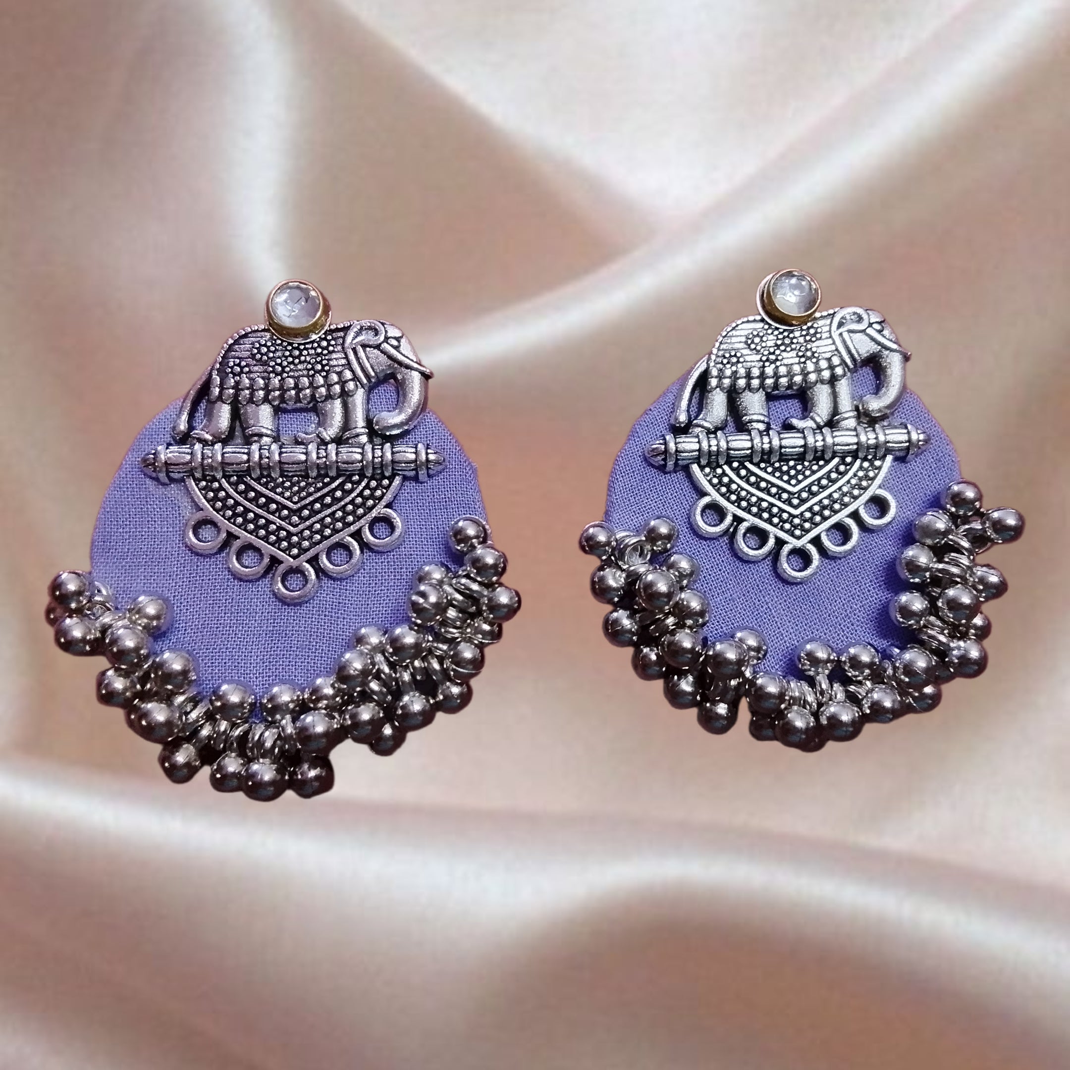 Divinora Elephant Charm Fabric Earrings