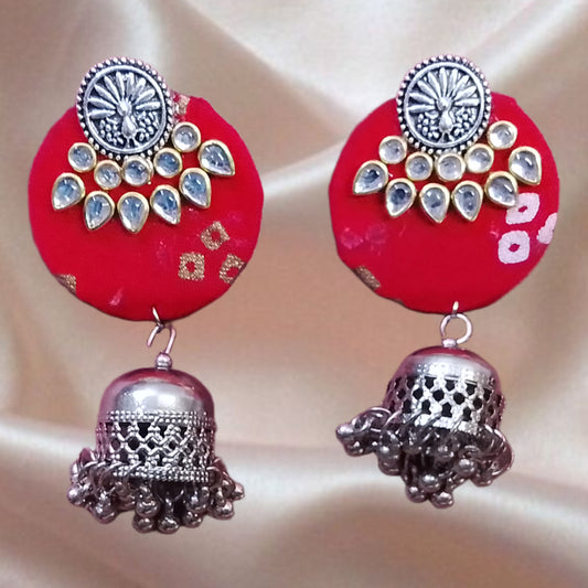 Ikat Fabric Jhumka Earrings