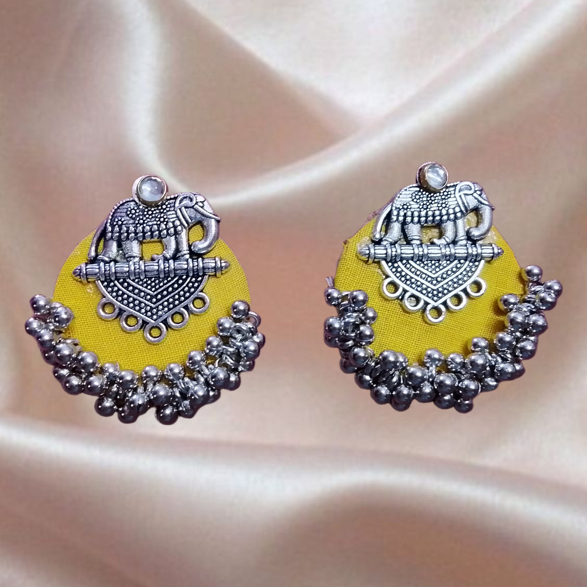 Divinora Elephant Charm Fabric Earrings