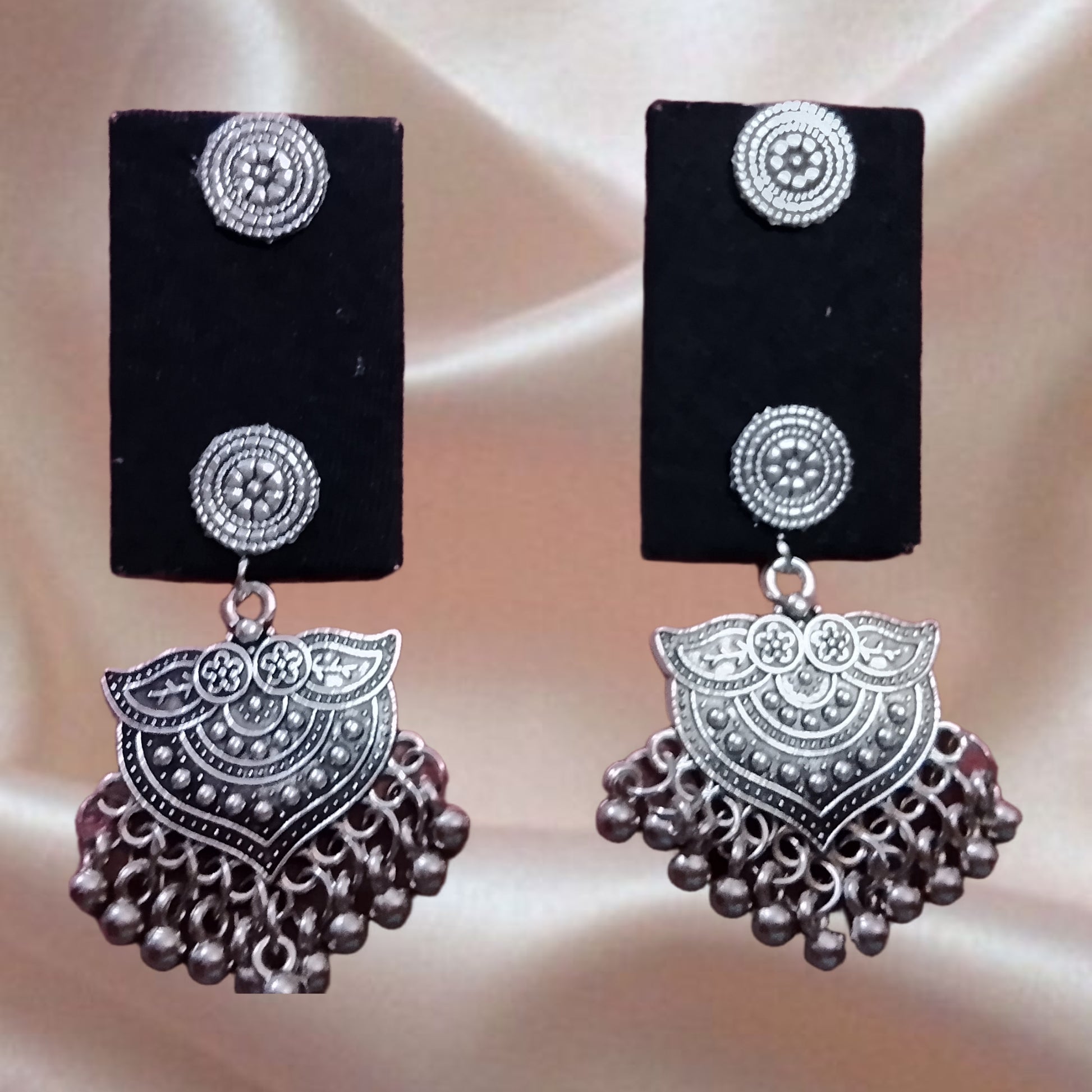 Oxidised Silver Elegance Jhumkis