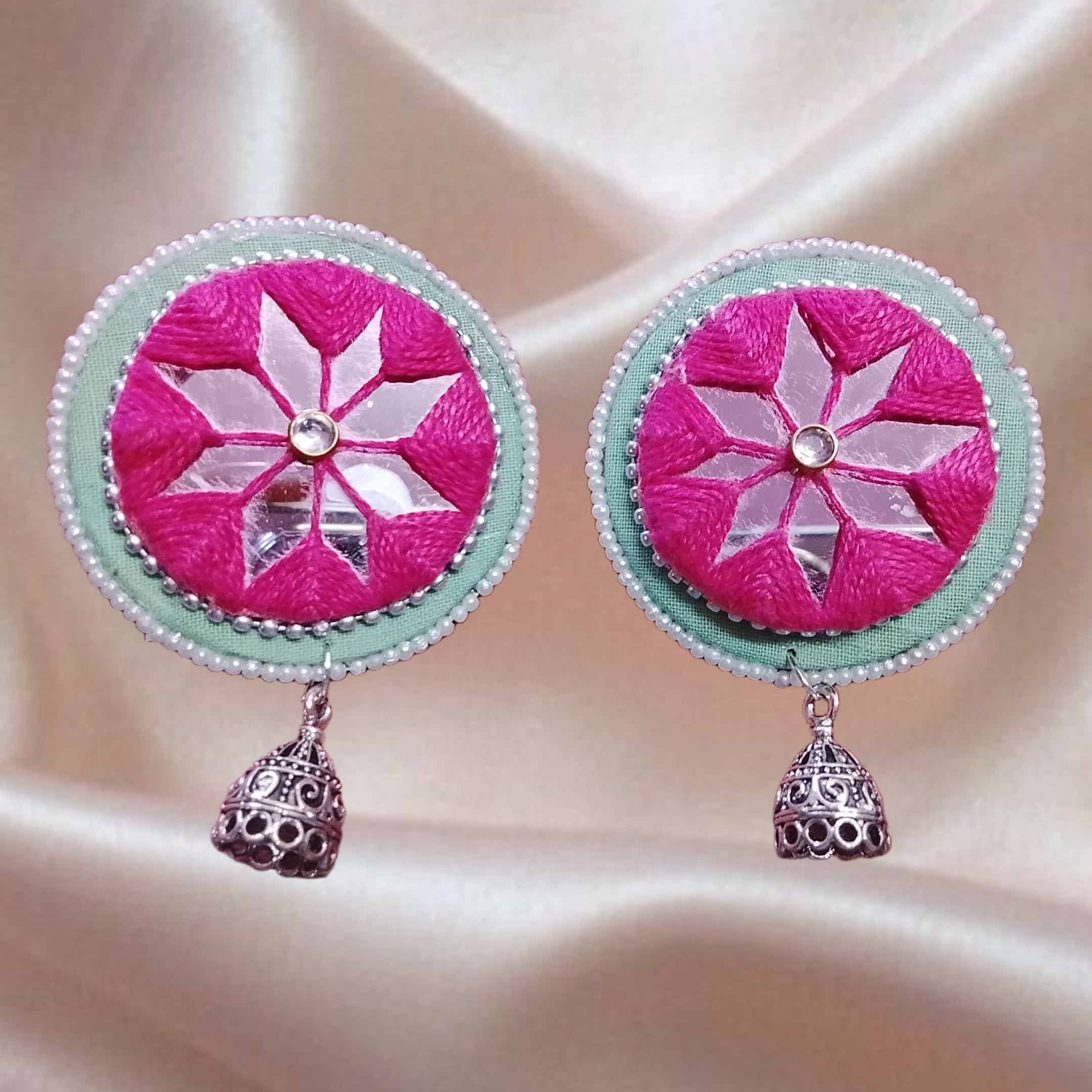 Handcrafted Round Thread Work Earrings