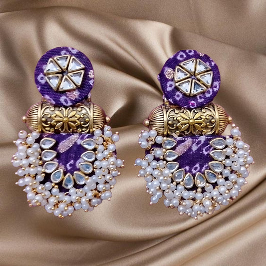 Royal Ikat Pearl Cluster Earrings