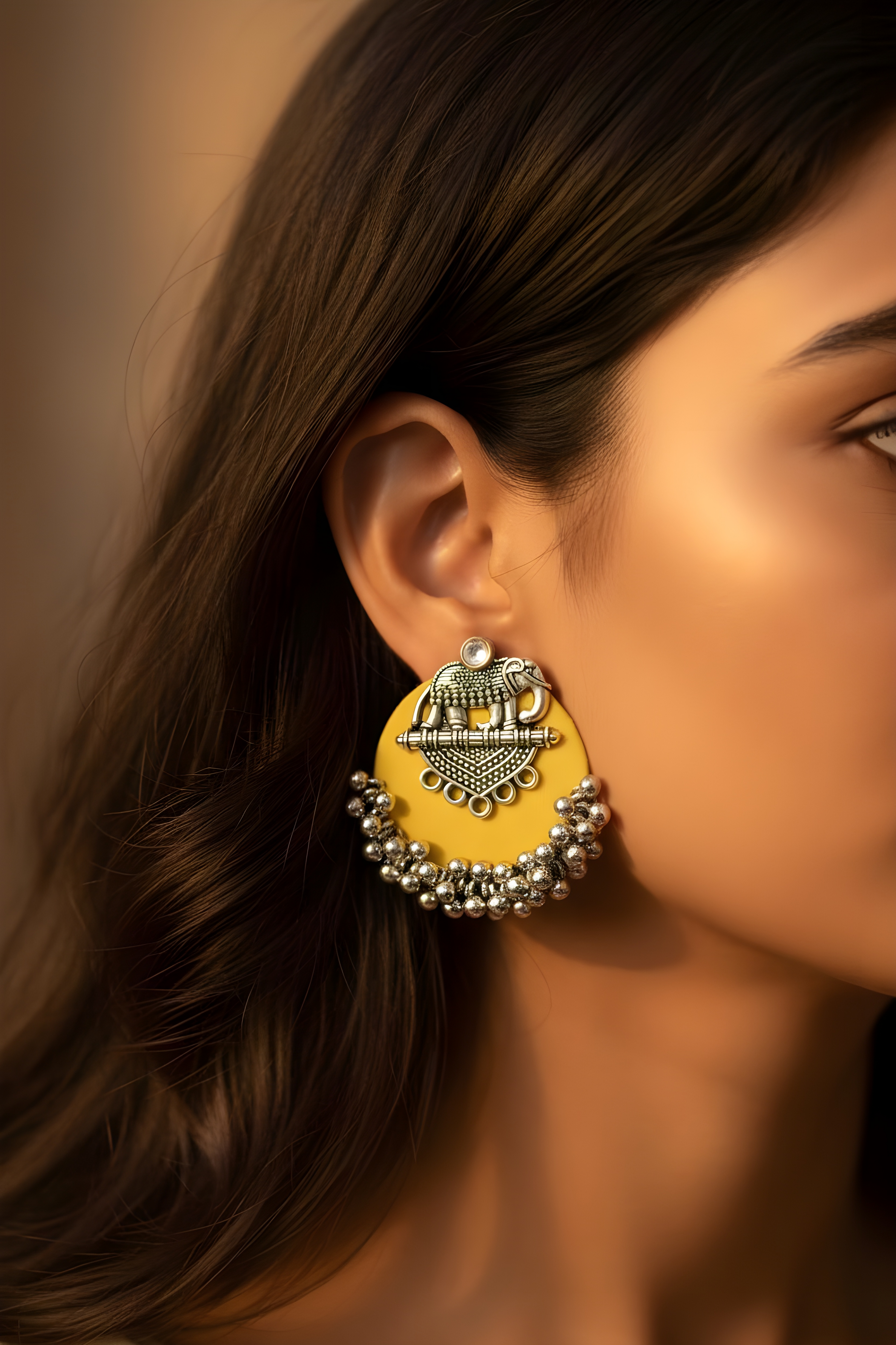 Divinora Elephant Charm Fabric Earrings