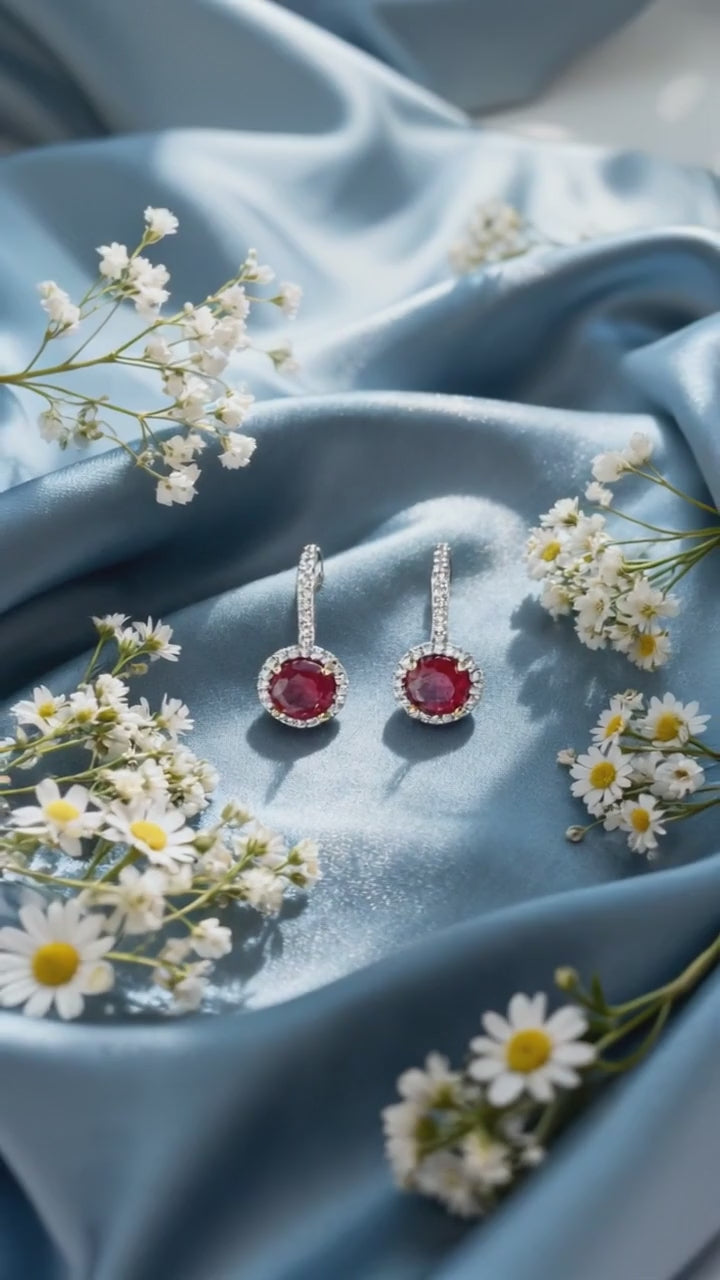 Gold-Plated Ruby CZ Sparkle Earrings