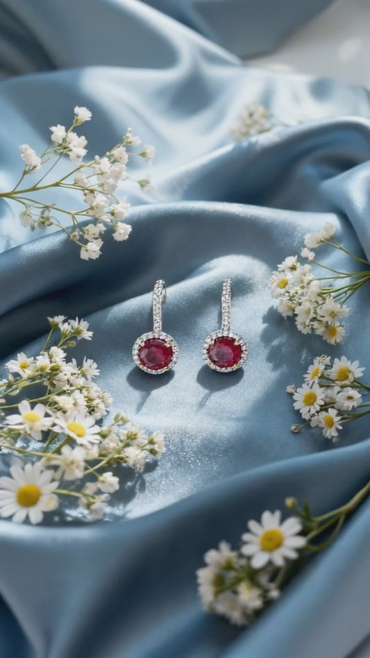 Gold-Plated Ruby CZ Sparkle Earrings