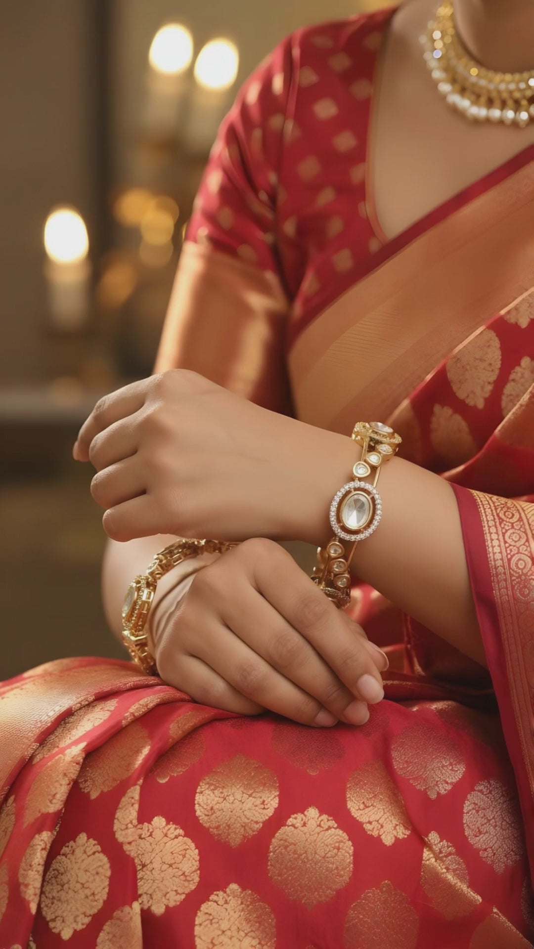 Regal Aura Kundan Bangles    Gold-Plated Anti-Tarnish Kundan Bangles for Wedding Season | Divinora