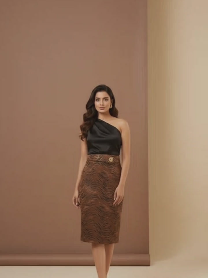 Suede Straight Skirt