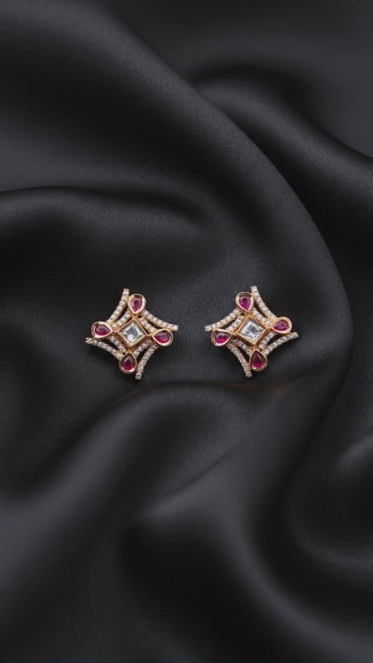 Gold Plated Ruby Stud Earrings