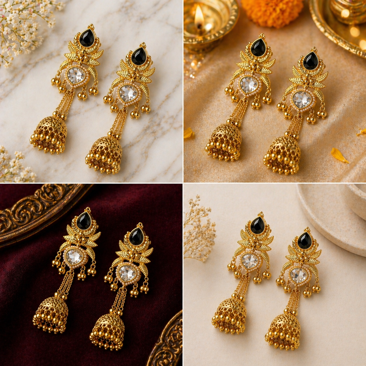 Kashmiri Style Jhumka Earrings for Women | Traditional Ethnic Jewelry by Divinora