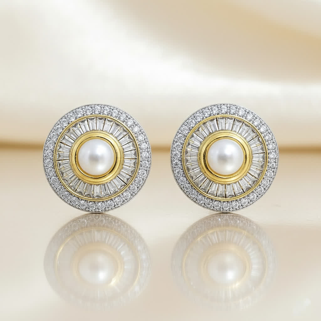 Divinora Luxe Pearl Stud Earrings