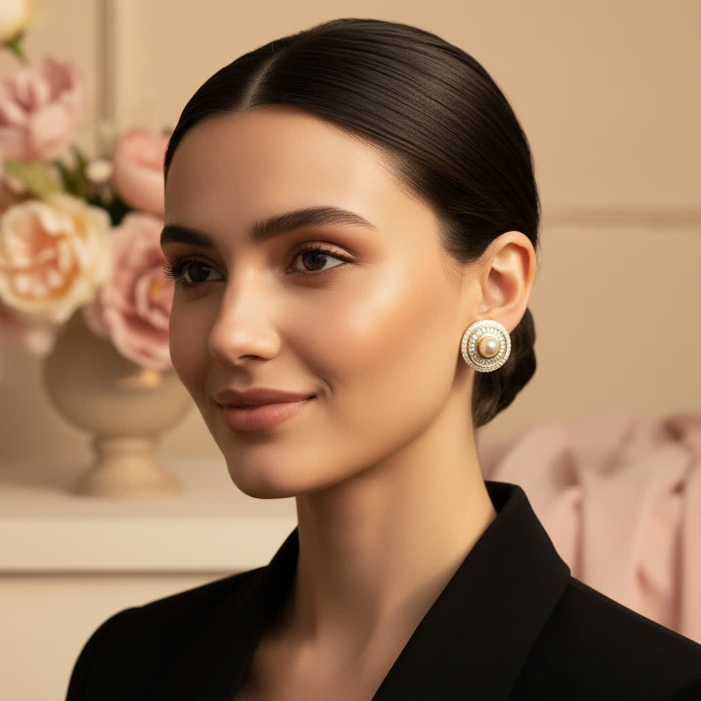 Divinora Luxe Pearl Stud Earrings