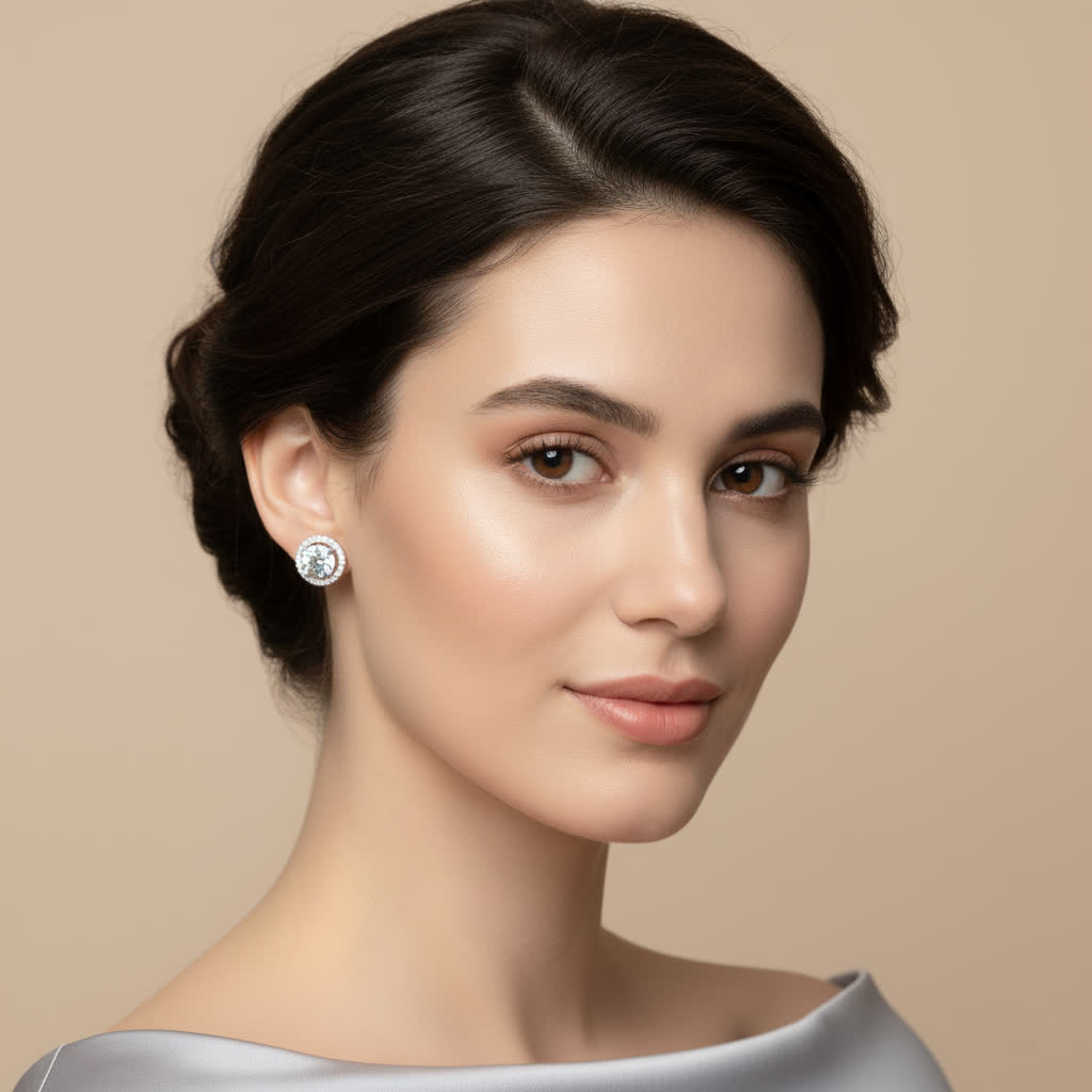 Divinora Round CZ Solitaire-Look Stud Earrings