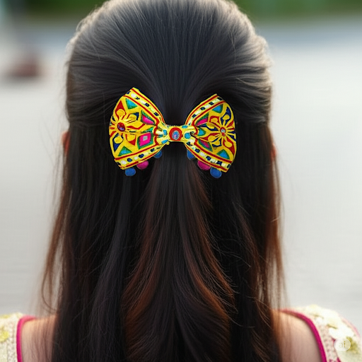 Handcrafted Mirrorwork Bow Hair Accessory